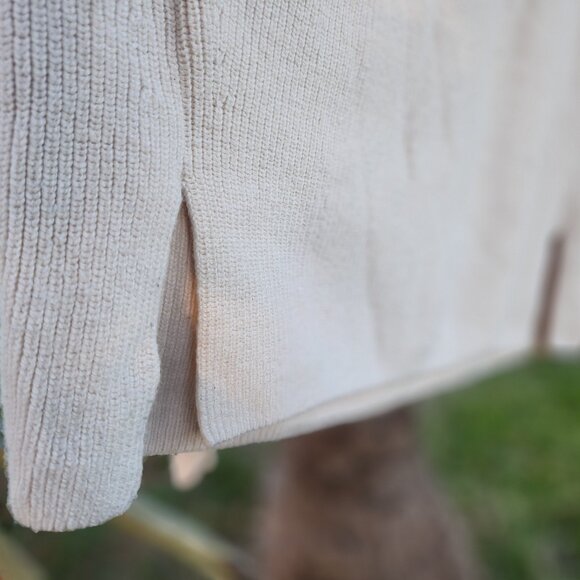 Lululemon Rib Knit Crewneck Sweater Side Slit Wool Blend 6- CREAM BEIGE - Picture 4 of 5